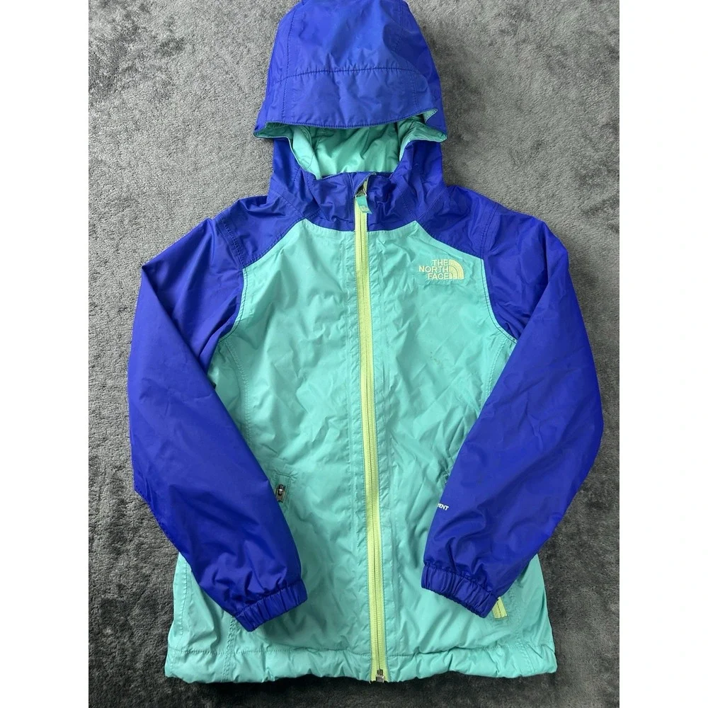 The North Face Girls DryVent Color-block Hooded Rain Wind Jacket Size XS (6)